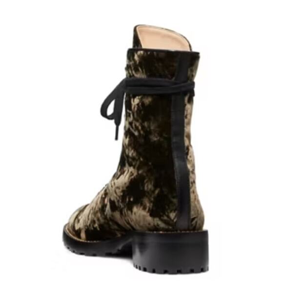 Stuart Weitzman Kolbie Chain Bootie in Taupe Cord Velvet - Picture 3 of 12